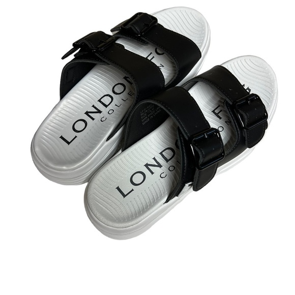 29. NWT London Fog Nasia Double Buckle Sandal Black 7.5 - Picture 4 of 5